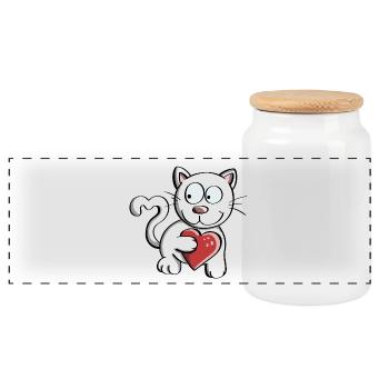 I Love Cats Comic - Katzen - Katze - Panorama Keksdose mit Holzdeckel - Weiß - Vorne