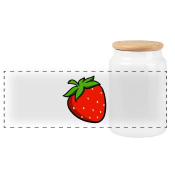 Erdbeeren - Panorama Keksdose mit Holzdeckel - Weiß - Vorne