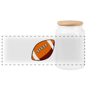 Rugby - Panorama Keksdose mit Holzdeckel - Weiß - Vorne