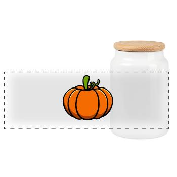 pumpkin - Panoramic Cookie Jar with Wooden Lid - white - Front
