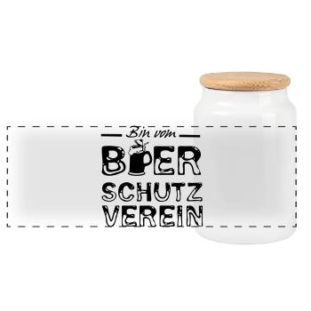 Bier Spruch Sprüche lustig Geschenk - Panorama Keksdose mit Holzdeckel - Weiß - Vorne