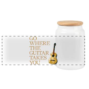 Guitars way - Panoramic Cookie Jar with Wooden Lid - white - Front