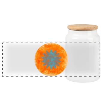 Trench floral abstrait en orange et bleu - Boîte à biscuits avec couvercle en bois - blanc - Devant