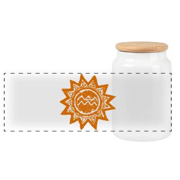 Astrologique Verseau Soleil Imprimer - Boîte à biscuits avec couvercle en bois - blanc - Devant