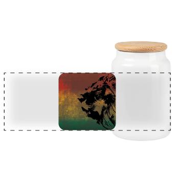 Lion portrait in reggae style - Panoramic Cookie Jar with Wooden Lid - white - Front