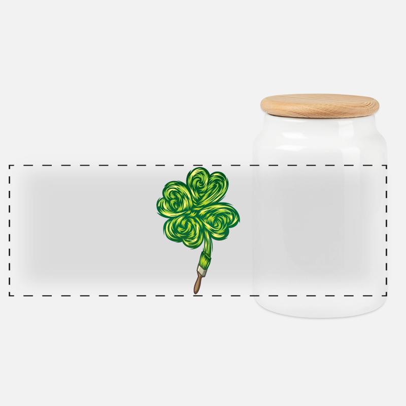 Clover - "I make my own luck" - Panorama Keksdose mit Holzdeckel - Weiß
