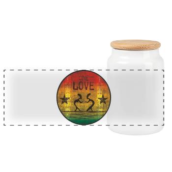 one love reggae - Boîte à biscuits avec couvercle en bois - blanc - Devant
