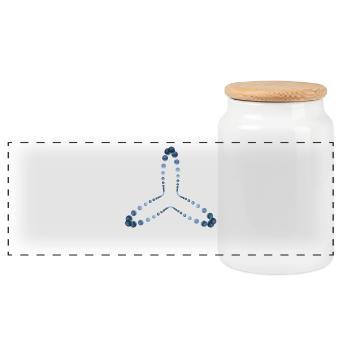 atome - Cellulaire quatre - Boîte à biscuits avec couvercle en bois - blanc - Devant