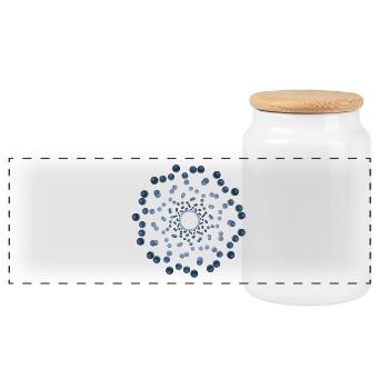atome - Cellulaire trois - Boîte à biscuits avec couvercle en bois - blanc - Devant