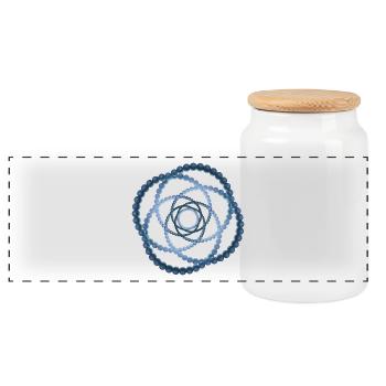 atome - cellulaire six - Boîte à biscuits avec couvercle en bois - blanc - Devant