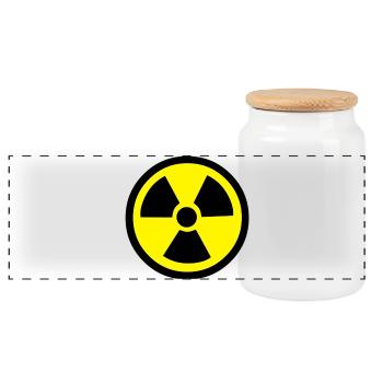 Radiation Warning - Panoramic Cookie Jar with Wooden Lid - white - Front