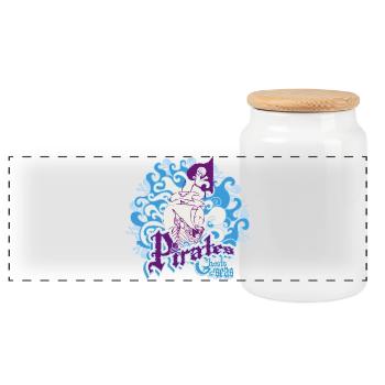 Pirates, ghosts of the oceans. - Panoramic Cookie Jar with Wooden Lid - white - Front
