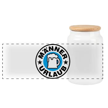 Vacances hommes | Timbre - Boîte à biscuits avec couvercle en bois - blanc - Devant