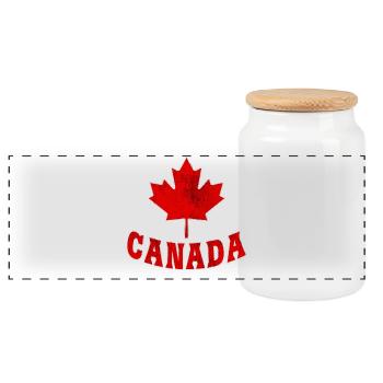Canada / Cadeau / Feuille d’érable / Idée cadeau - Boîte à biscuits avec couvercle en bois - blanc - Devant
