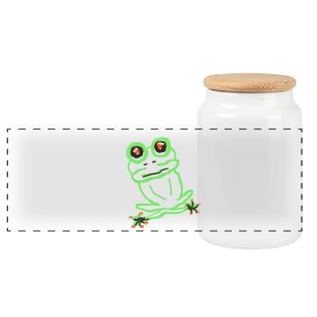frog - Panoramic Cookie Jar with Wooden Lid - white - Front