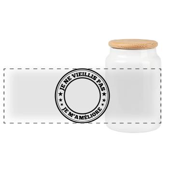 Je ne vieillis pas - Design à personnaliser - Boîte à biscuits avec couvercle en bois - blanc - Devant