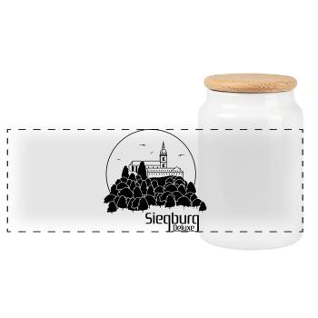Siegburg Deluxe Motiv - Panorama Keksdose mit Holzdeckel - Weiß - Vorne