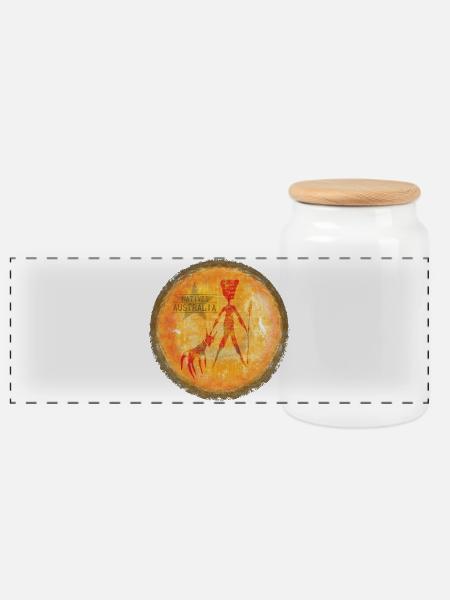 Aboriginal Kunstafari Australien - Panorama Keksdose mit Holzdeckel - Weiß