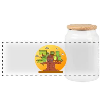 Aventure dans la cabane dans les arbres - Boîte à biscuits avec couvercle en bois - blanc - Devant
