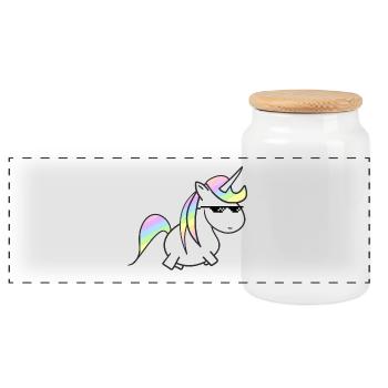 Pastell Einhorn Regenbogenmähne - Panorama Keksdose mit Holzdeckel - Weiß - Vorne