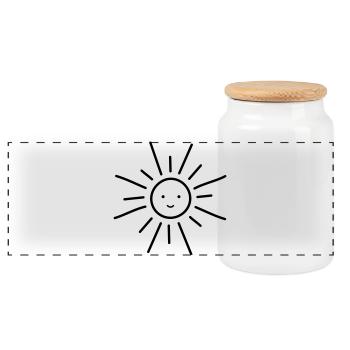 Sonne Sonnenschein strahlende Sonne Gesicht - Panorama Keksdose mit Holzdeckel - Weiß - Vorne