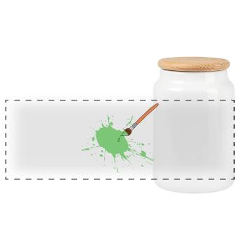Green Paint Splash with Brush - Panoramic Cookie Jar with Wooden Lid - white - Front