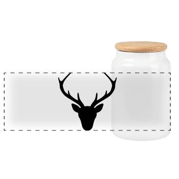 Deer antler silhouette hunting hunter gift - Panoramic Cookie Jar with Wooden Lid - white - Front