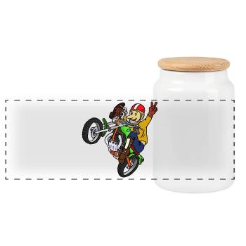 trialmoto_austria - Panoramic Cookie Jar with Wooden Lid - white - Front