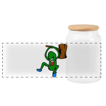 Concombre en colère - Boîte à biscuits avec couvercle en bois - blanc - Devant