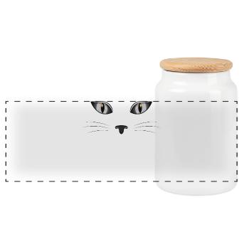 Cat kitten meow domestic cat cat eye cat dam - Panoramic Cookie Jar with Wooden Lid - white - Front