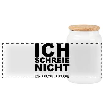 Ich schreie nicht ich bestell Essen - Panorama Keksdose mit Holzdeckel - Weiß - Vorne