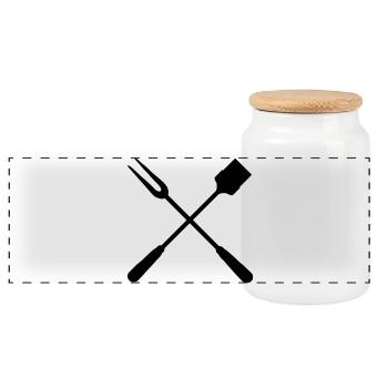 barbecue - Panoramic Cookie Jar with Wooden Lid - white - Front