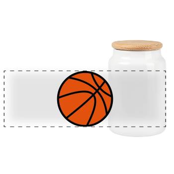 basket-ball - Boîte à biscuits avec couvercle en bois - blanc - Devant