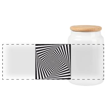 Black Vortex Tunnel Pattern - Panoramic Cookie Jar with Wooden Lid - white - Front