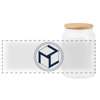 Antahkarana Symbol, Sacred Geometry - Panoramic Cookie Jar with Wooden Lid - white - Front