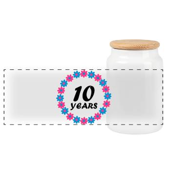10 years - Panoramic Cookie Jar with Wooden Lid - white - Front