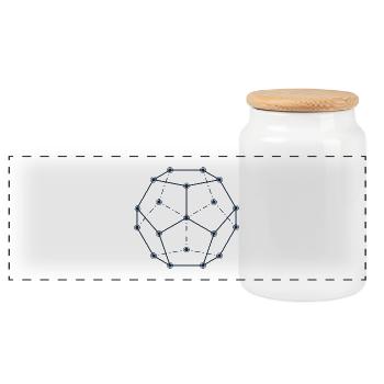 Geometric Constellation Pattern - Panoramic Cookie Jar with Wooden Lid - white - Front