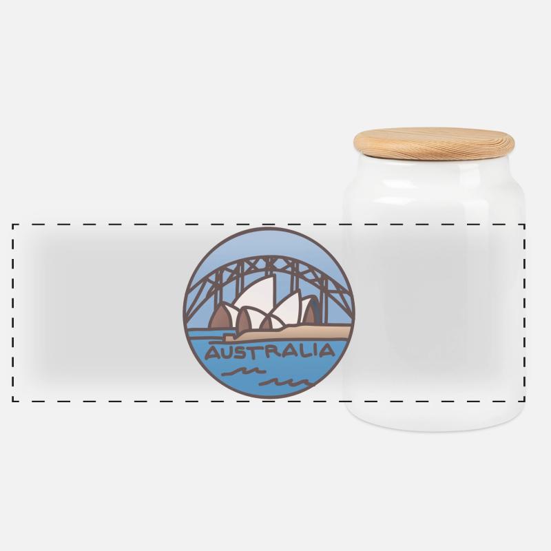 Australien - Sydney - Panorama Keksdose mit Holzdeckel - Weiß