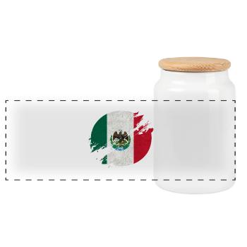 Mexico Circle / Flag Gift - Panoramic Cookie Jar with Wooden Lid - white - Front
