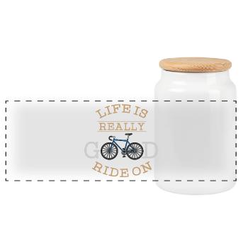 cycle - Panoramic Cookie Jar with Wooden Lid - white - Front