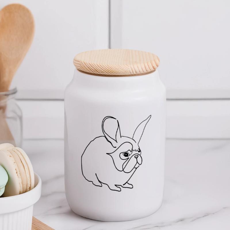 Hase oder Mops Panorama Keksdose mit Holzdeckel