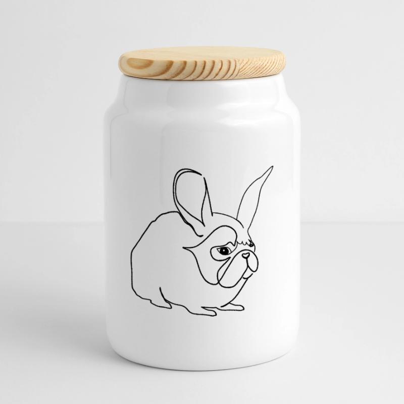 Hase oder Mops Panorama Keksdose mit Holzdeckel