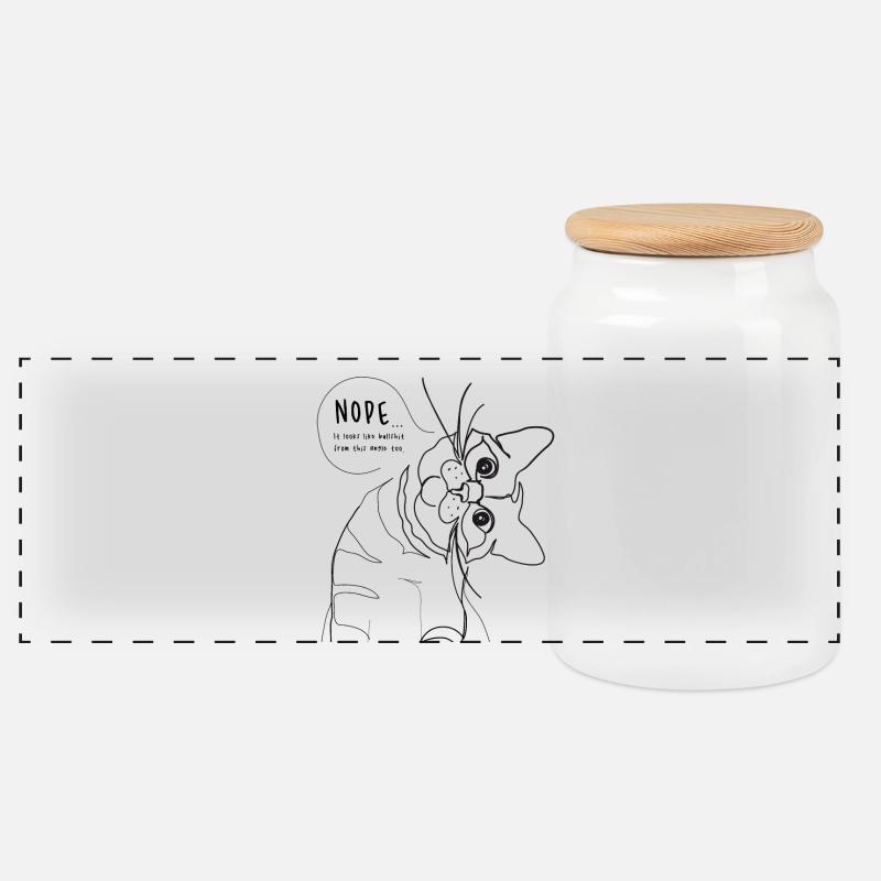 Bullshit Katzen Meme - Panorama Keksdose mit Holzdeckel - Weiß