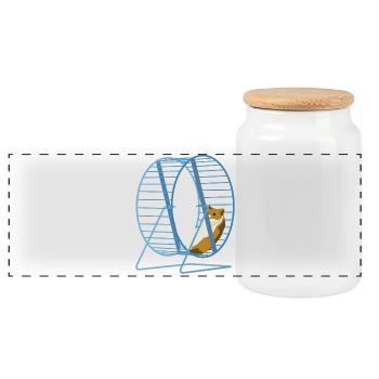 Hamster dans le vélo de fitness - Happy round - Boîte à biscuits avec couvercle en bois - blanc - Devant