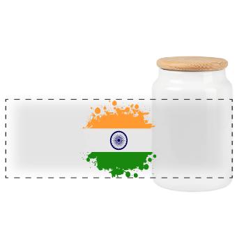 Indien Fleck Klecks / Flagge Geschenk Asien - Panorama Keksdose mit Holzdeckel - Weiß - Vorne