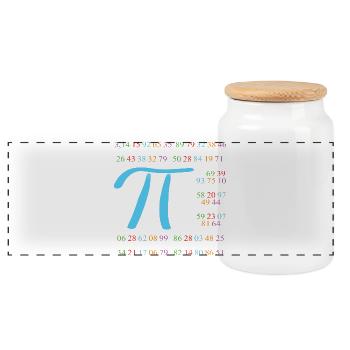 Pi with 110 decimal places - Panoramic Cookie Jar with Wooden Lid - white - Front