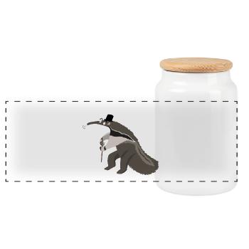 Manteau à long nez avec bâton - Boîte à biscuits avec couvercle en bois - blanc - Devant