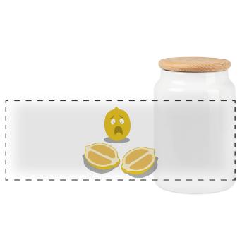 Sorgenlemon lemon character - Panoramic Cookie Jar with Wooden Lid - white - Front