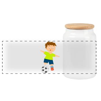 Kicker Boy Neon Shirt Ball - Panoramic Cookie Jar with Wooden Lid - white - Front