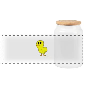 Küken / hatchling - Panorama Keksdose mit Holzdeckel - Weiß - Vorne